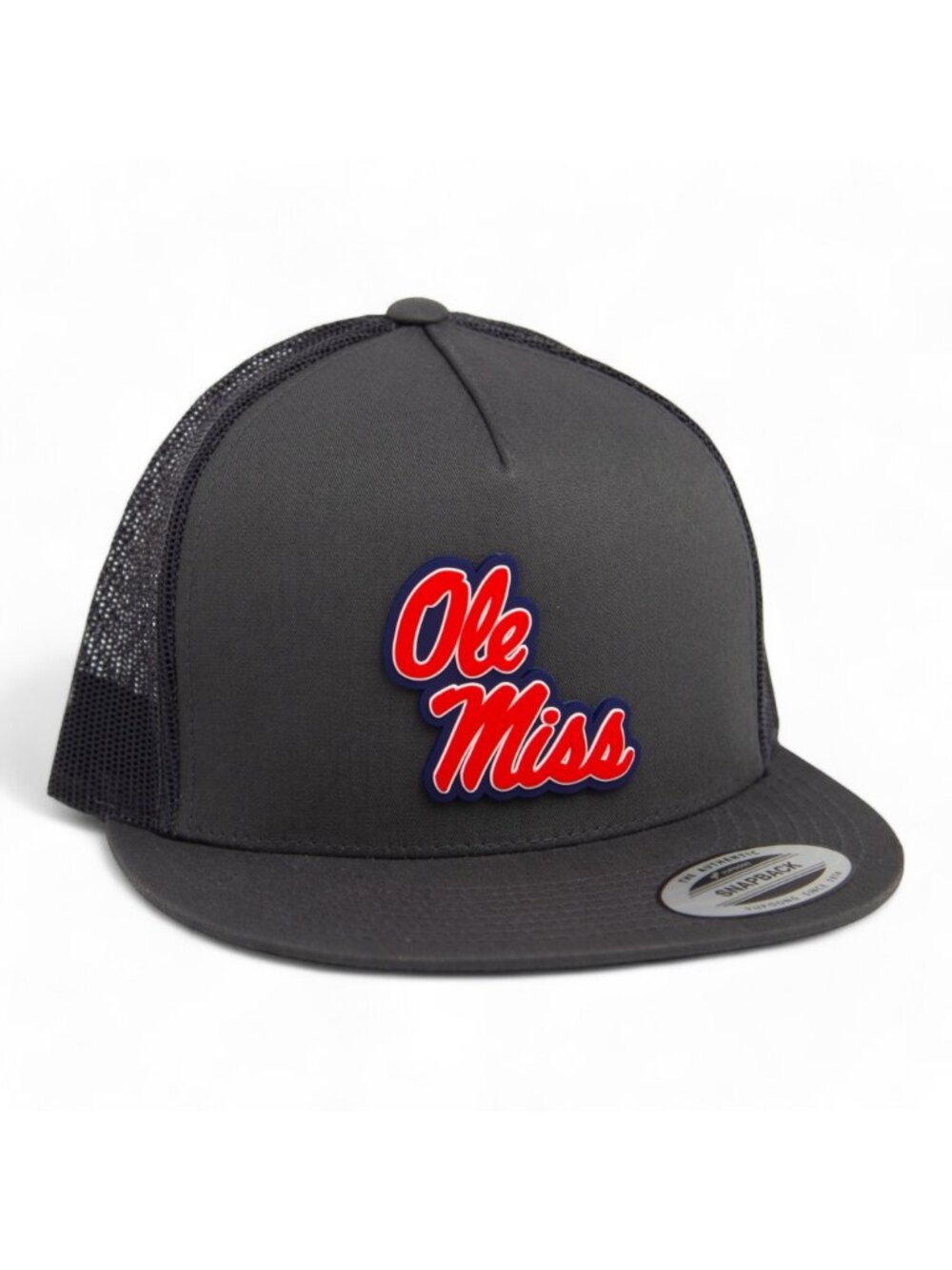 Ole Miss Rebels YP Snapback Flat Bill Trucker Hat- Charcoal/ Black